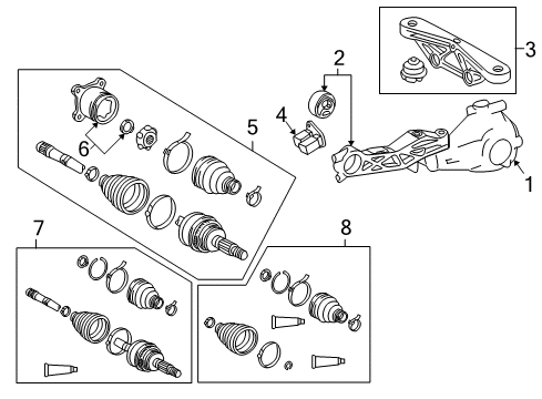 2008 Toyota Sienna Drive Axles - Rear Front Support Diagram for 52380-45030