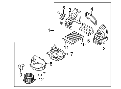 2010 Kia Forte Blower Motor & Fan Case-Heater Blower Lower Diagram for 971231M000