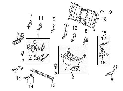 2018 Honda Ridgeline Rear Seat Components Frame, R. RR. Seat Cushion Diagram for 82136-T6Z-A01