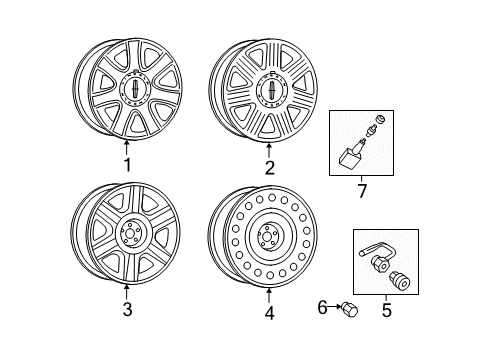 2004 Lincoln Aviator Wheels Wheel Diagram for 2C5Z-1007-AA