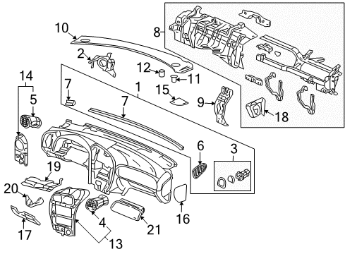 2004 Buick Rainier Instrument Panel Outer Panel Clip Diagram for 15058366