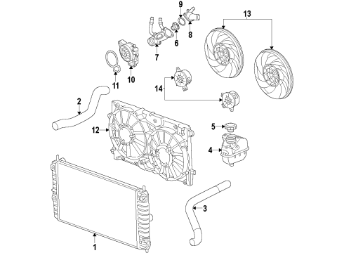 2011 Buick Regal Cooling System, Radiator, Water Pump, Cooling Fan Fan Assembly Diagram for 13300194