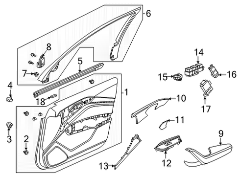 2021 Acura TLX Interior Trim - Front Door Weatherstrip, Right Front Diagram for 72335-TGV-A01