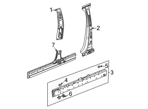 2021 Cadillac CT4 Center Pillar & Rocker Center Pillar Reinforcement Diagram for 84725672