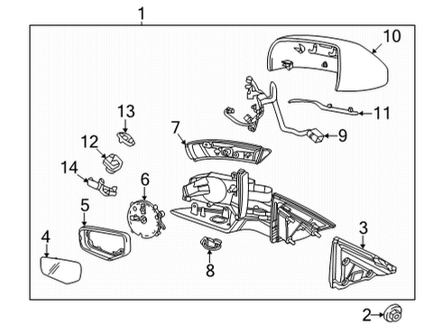 2021 Cadillac CT4 Outside Mirrors Mirror Assembly Diagram for 85155062