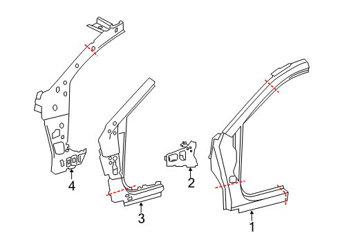 2014 Toyota Avalon Hinge Pillar Hinge Pillar Reinforcement Diagram for 61109-07010