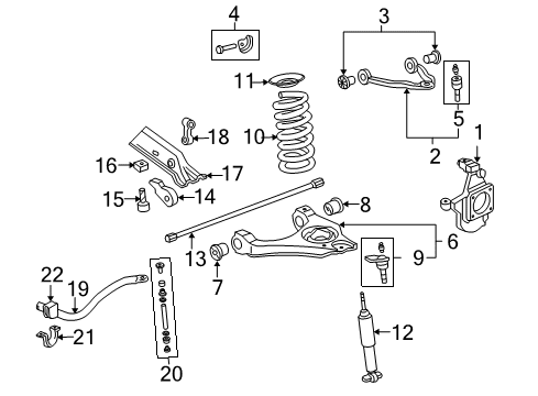 2007 GMC Sierra 2500 HD Suspension Components, Stabilizer Bar & Components Shock Diagram for 19209331