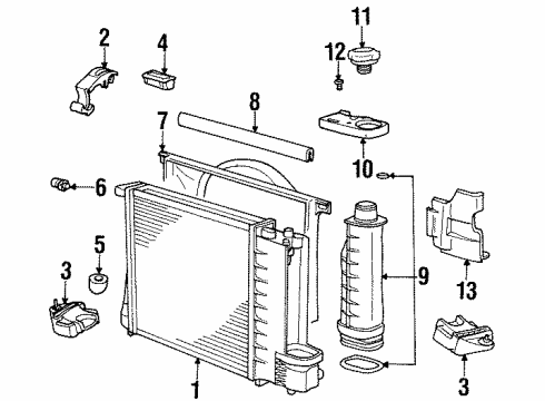 1998 BMW 318i Radiator & Components Covering Left Diagram for 17111723348
