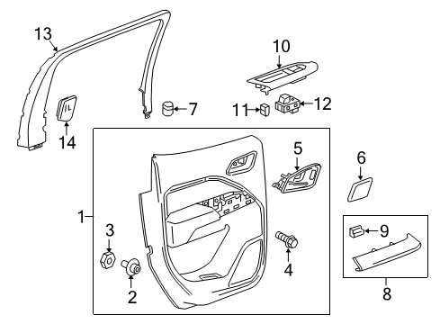 2017 Chevrolet Colorado Interior Trim - Rear Door Upper Trim Diagram for 52020392