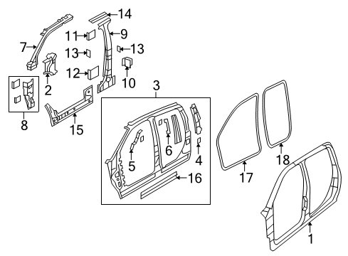 2017 Ram 2500 Uniside SILL-Body Side Diagram for 68144998AF