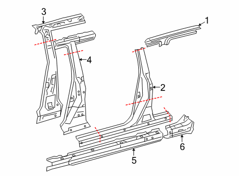 2006 Lexus RX400h Center Pillar & Rocker Reinforcement Sub-Assy, Center Body Pillar, RH Diagram for 61037-48904