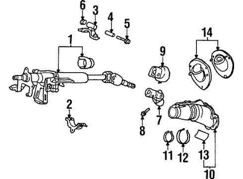 1999 Honda Prelude Steering Column & Wheel, Steering Gear & Linkage Pivot, Column Diagram for 53363-S30-000