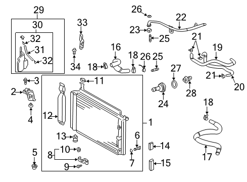 2003 Toyota Prius Radiator & Components Hose Diagram for 90445-12078