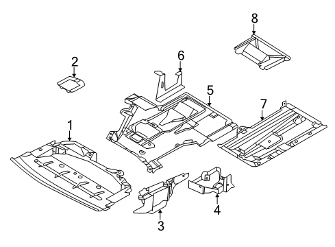 2000 BMW 540i Splash Shields Cover, Engine Compartment Screening Diagram for 51718159982