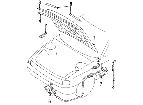 1992 Nissan Sentra Hood & Components Rod-Hood Support Diagram for 65771-50Y10