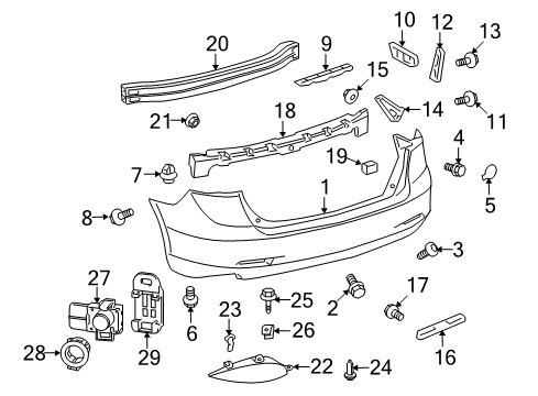 2015 Toyota Venza Rear Bumper Reverse Sensor Diagram for 89341-33210-B1