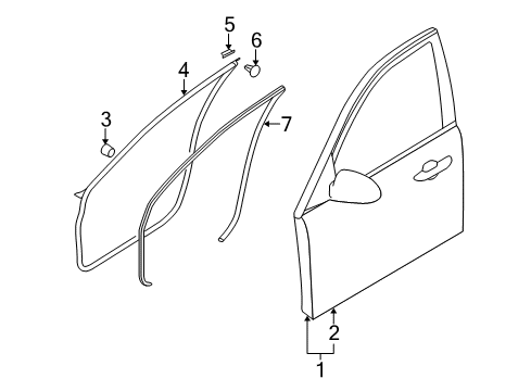 2009 Kia Amanti Front Door WEATHERSTRIP-Front Door Body Side Diagram for 821103F500VA