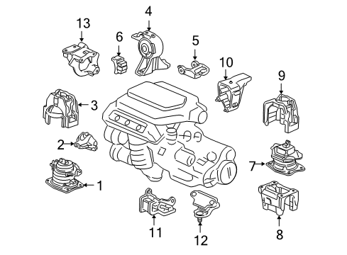 2008 Honda Odyssey Engine & Trans Mounting Base, RR. Engine Mounting Diagram for 50680-SHJ-A61