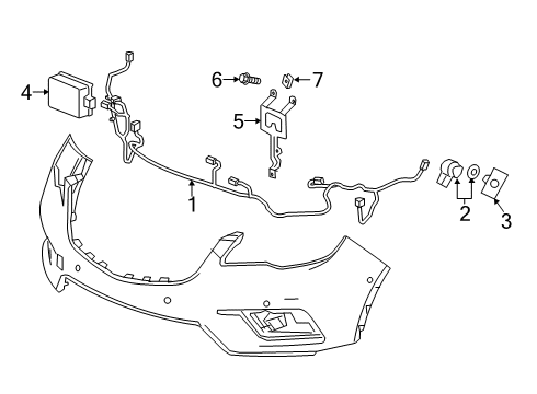 2019 Buick Envision Front Bumper Harness Diagram for 84509632