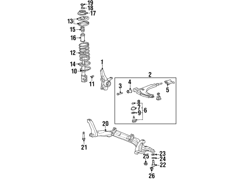 1998 Hyundai Tiburon Front Suspension Components, Lower Control Arm, Stabilizer Bar Pad-Front Spring Lower Diagram for 5463329000