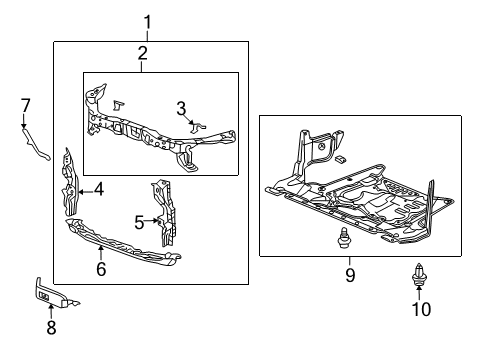 2014 Acura TSX Radiator Support Shield, Compressor Splash Diagram for 38961-RL8-A00