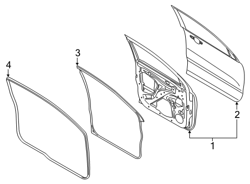 2020 Ford Ranger Front Door Weatherstrip On Body Diagram for KB3Z-2120709-B