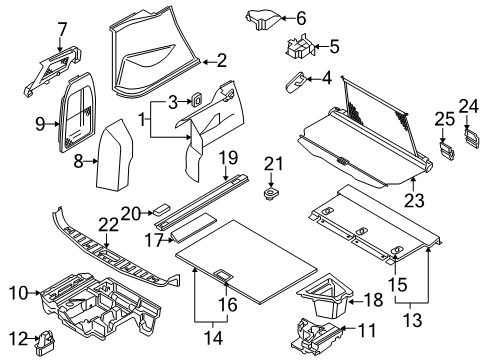 2004 BMW X3 Interior Trim - Rear Body Cover For Roller Cover Support Diagram for 51473411681