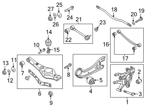 2019 Kia Sedona Rear Suspension Components, Lower Control Arm, Upper Control Arm, Stabilizer Bar Arm Assembly-Rear Suspension Diagram for 55220A9100