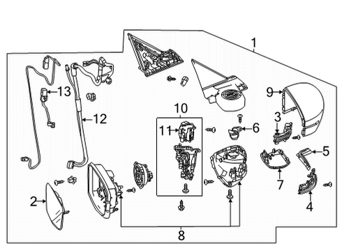 2022 Acura MDX Outside Mirrors Housing Uppe (Platinum White Pearl) Diagram for 76201-TYA-C11ZG