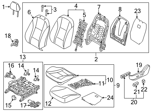 2016 Hyundai Elantra GT Heated Seats Headrest Assembly-Front Seat Diagram for 88700-A5000-SGC
