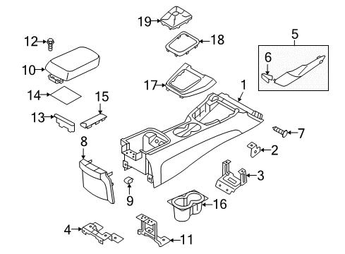 2014 Hyundai Genesis Coupe Center Console Console Armrest Assembly Diagram for 84660-2M600-9P