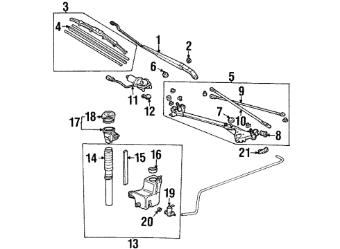 1998 Acura TL Wiper & Washer Components Arm, Windshield Wiper (Driver Side) Diagram for 76600-SW5-A01