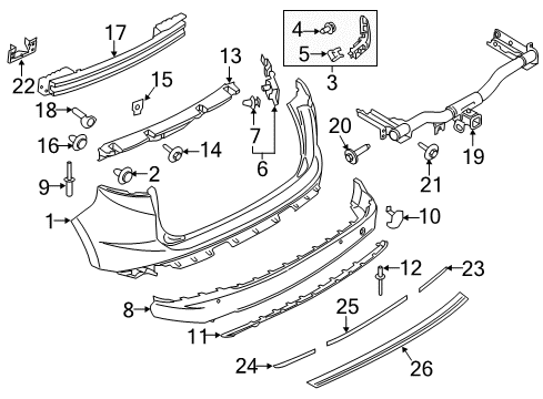 2016 Ford Edge Rear Bumper Upper Bracket Diagram for FT4Z-17D942-A