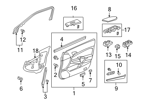 2010 Honda Accord Front Door Latch Assembly, Right Front Door Diagram for 72110-TE0-A12