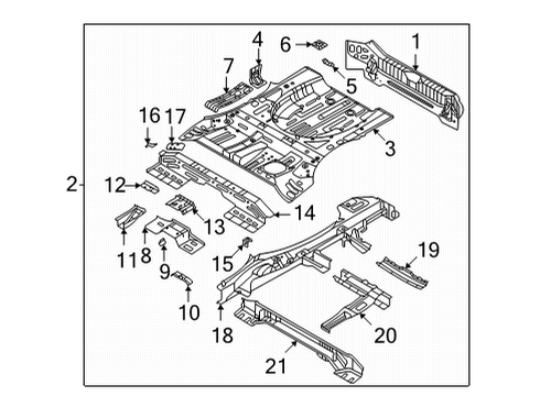 2022 Hyundai Tucson Rear Body, Floor & Rails PANEL-REAR FLOOR Diagram for 65511-N9050