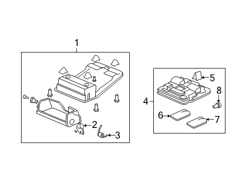 2009 Acura MDX Overhead Console Module Assembly, Front Roof (Gun Metallic) Diagram for 36600-STX-A01ZA