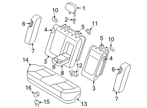 2006 Hyundai Sonata Rear Seat Components Rear Seat Back Armrest Assembly Diagram for 89900-0A700-FZN