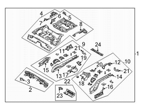 2022 Ford Bronco Sport Rear Floor & Rails Front Crossmember Reinforcement Plate Diagram for JX6Z-58101W06-B