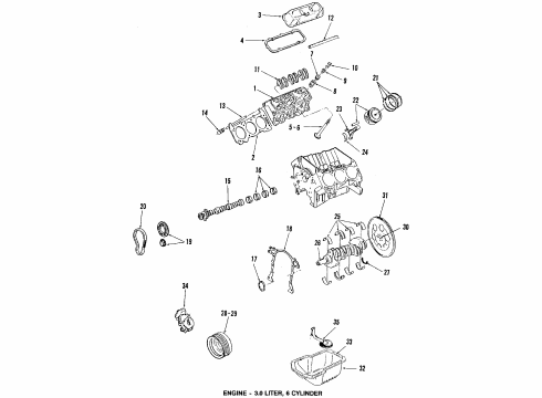 1986 Oldsmobile Delta 88 Engine & Trans Mounting Gasket Kit, Cyl Head Overhaul (Free Of Asbestos) Diagram for 12328766