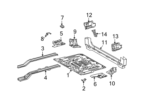 2004 Toyota 4Runner Rear Body - Floor & Rails Rear Floor Pan Diagram for 58311-60601