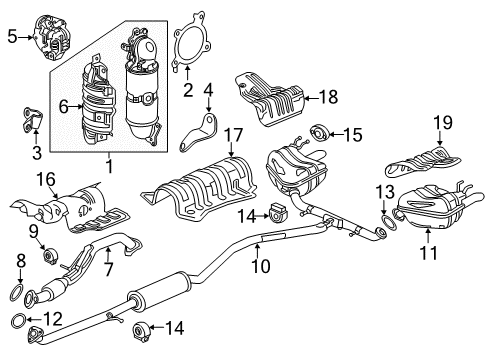 2020 Honda Civic Exhaust Components Muffler, Driver Side Exhuast Diagram for 18305-TBH-A11