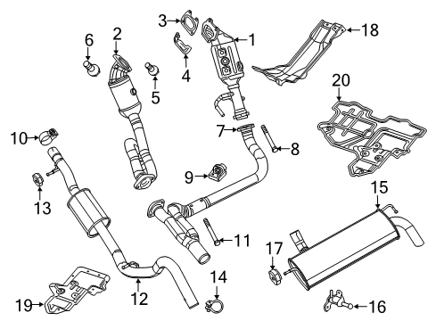 2020 Jeep Wrangler Exhaust Components Converter-Exhaust Diagram for 68252390AH