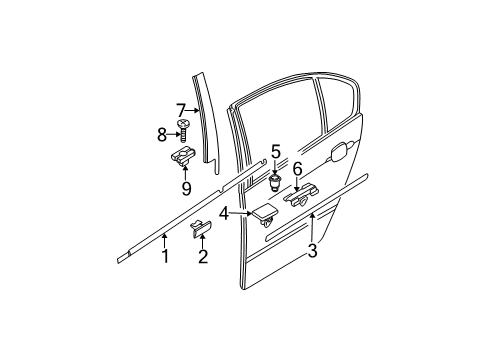 2005 BMW 330i Exterior Trim - Rear Door Outer Weatherstrip, Right Diagram for 51348194760