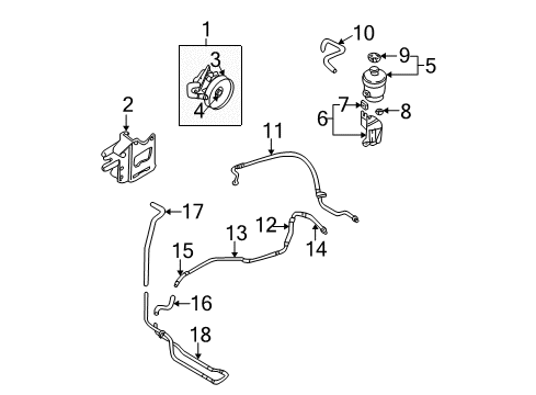 2004 Hyundai Santa Fe P/S Pump & Hoses, Steering Gear & Linkage Hose-Return Diagram for 57546-26300