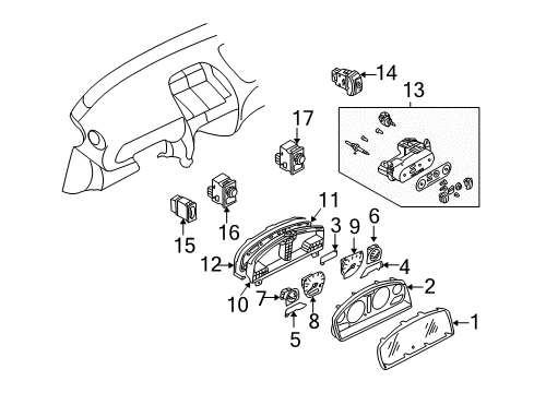 2000 Nissan Sentra Switches Switch Assy-Mirror Control Diagram for 25570-4Z000