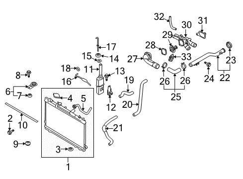 2006 Kia Spectra Powertrain Control Thermostat Assembly Diagram for 25500-23010