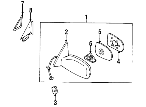 1996 Nissan Sentra Outside Mirrors Mirror-Door RH Diagram for 96301-F4300