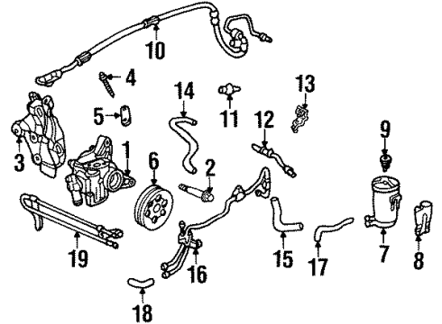 1998 Acura CL Powertrain Control Bolt, Power Steering Pump Adjusting Diagram for 90091-P0A-000