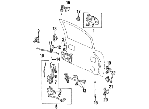 1995 Honda Odyssey Front Door Lock Assembly, Right Front Door (Power) Diagram for 72110-SX0-A01