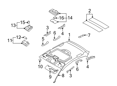 2009 Hyundai Elantra Interior Trim - Roof Headlining Assembly Diagram for 85321-2L210-4W